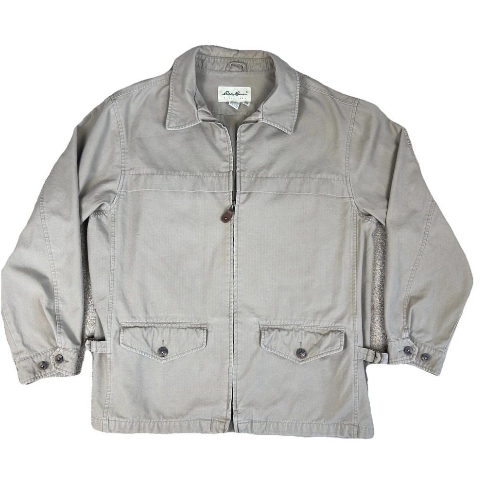 Eddie‎ Bauer Men's Large Tall LT Outdoor Outfitter Canvas Field Jacket Beige
